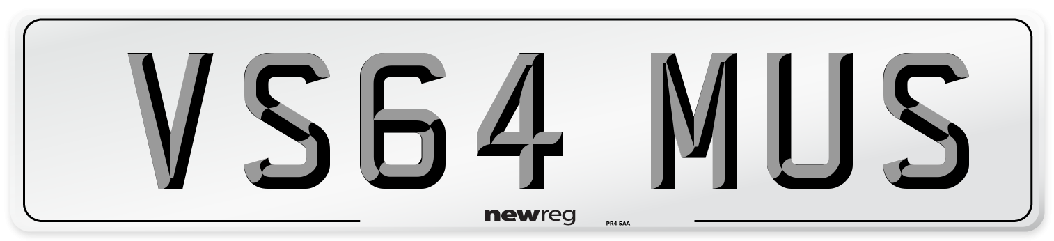 VS64 MUS Number Plate from New Reg